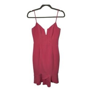 Bardot Pink Ruffle Hem Spaghetti Strap Dress 4